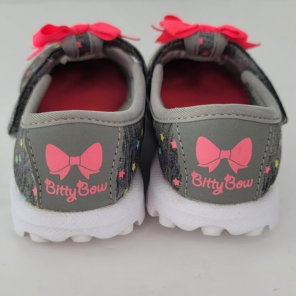 Skechers Go Walk Size 6 Infant Baby‎ Girl Gray Starry Design Pink Bow - Picture 4 of 7